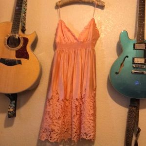 Peach silk BCBG cocktail dress